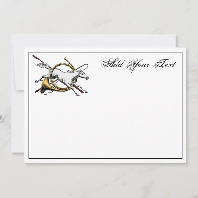 Preppy Reitpferd Jumping Horn Note Card Col Mitteilungskarte (Vorderseite)