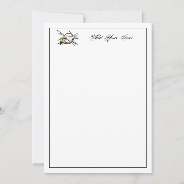 Preppy Reitpferd Jumping Horn Note Card Col Mitteilungskarte (Vorderseite)