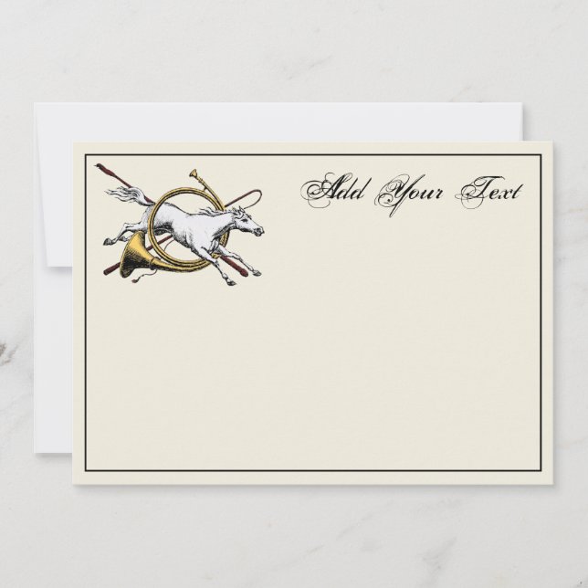 Preppy Reitpferd Jumping Horn Note Card ECR Mitteilungskarte (Vorderseite)