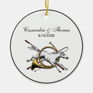 Preppy Reitpferd springt durch Hornfarbe Keramikornament