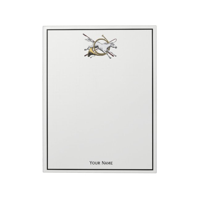 Preppy Reitpferd springt durch Hornfarbe Notizblock (Rotiert)