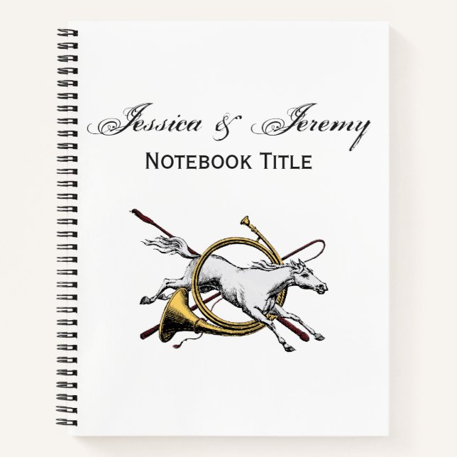 Preppy Reitpferd springt durch Hornfarbe Notizbuch (Vorderseite)