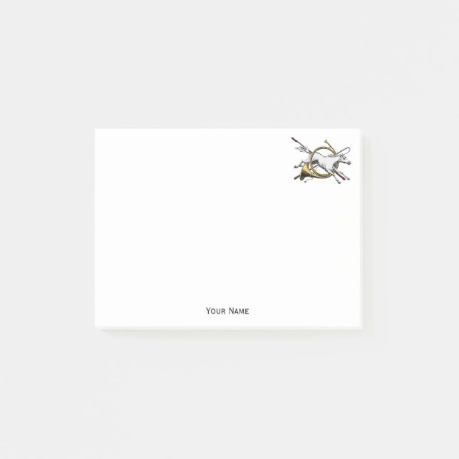 Preppy Reitpferd springt durch Hornfarbe Post-it Klebezettel (Vorderseite)