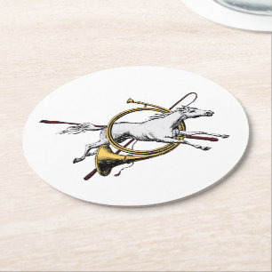 Preppy Reitpferd springt durch Hornfarbe Runder Pappuntersetzer