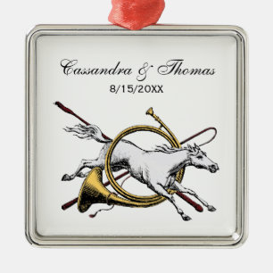 Preppy Reitpferd springt durch Hornfarbe Silbernes Ornament
