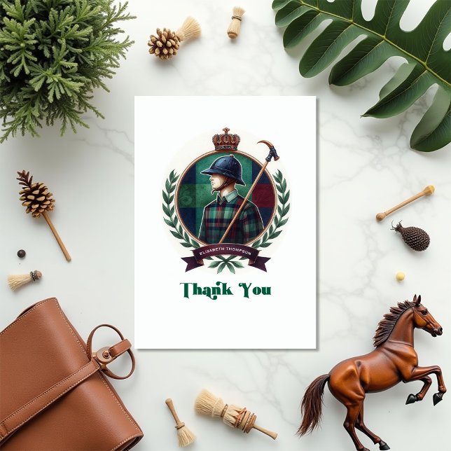Preppy Reitschian Baby Dusche Dankeskarte (Preppy Equestrian Baby Shower Thank You Card)