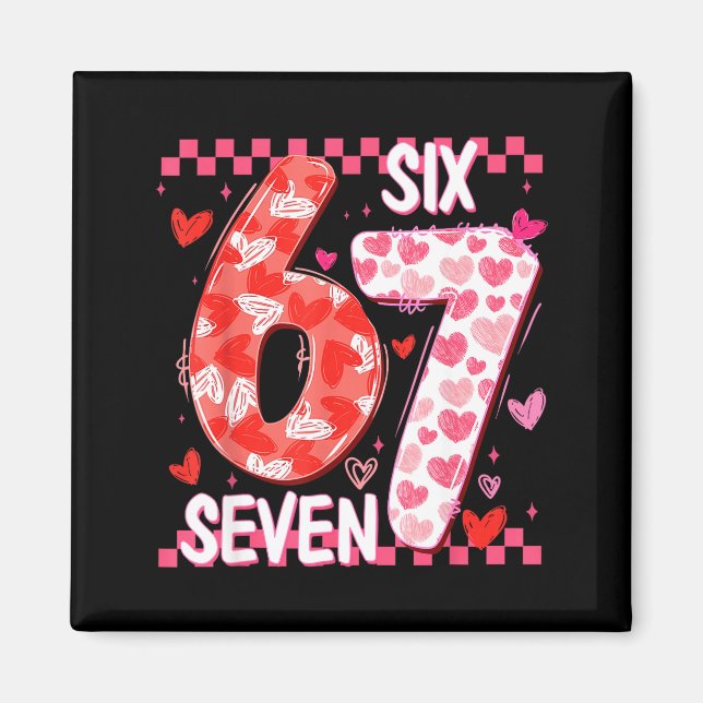 Preppy Retro Coquette Bow 6 7 Six Seven Love Valen Magnet (Vorne)