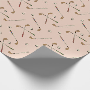 Preppy Retro Golf Golfer Club Balls Muster Beige Geschenkpapier
