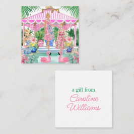 Preppy Retro Palm Beach Pool Party Geschenkanweisu Mitteilungskarte