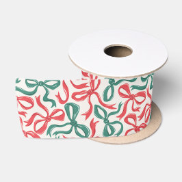 Preppy Ribbon Bows Christmas Red Green Satinband