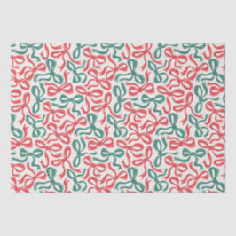 Preppy Ribbon Bows Christmas Red Green Seidenpapier