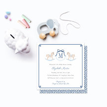 Preppy Rocking Horse Monogram Boy Baby Shower