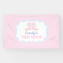 Preppy Rodeo First Birthday Cowgirl Boots Banner