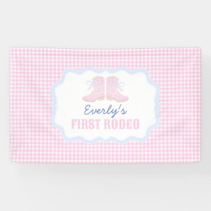 Preppy Rodeo First Birthday Cowgirl Boots Banner