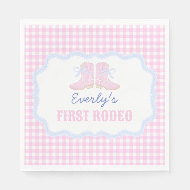 Preppy Rodeo First Birthday Cowgirl Boots Serviette (Vorderseite)