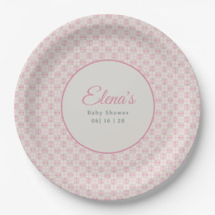 Preppy-Rosa-Kariert-Baby-Party Pappteller