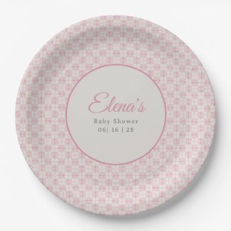 Preppy-Rosa-Kariert-Baby-Party Pappteller