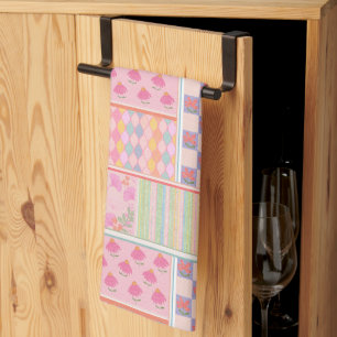 Preppy-Rosa-Patchwork Geschirrtuch