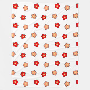 Preppy rosa rotes Blume Muster Weißer Hintergrund Fleecedecke