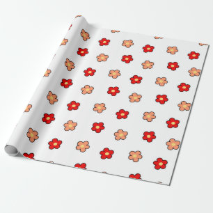 Preppy rosa rotes Blume Muster Weißer Hintergrund Geschenkpapier
