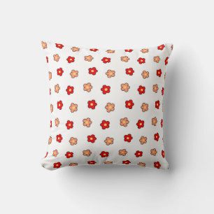 Preppy rosa rotes Blume Muster Weißer Hintergrund Kissen