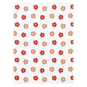 Preppy rosa rotes Blume Muster Weißer Hintergrund Tischdecke