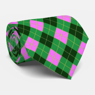 Preppy Rosa und Grün Argyle Krawatte