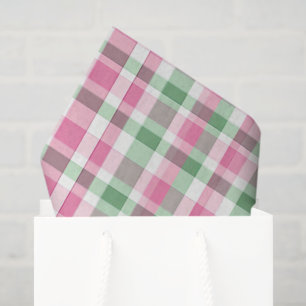 Preppy Rosa und Grün Kariert Seidenpapier