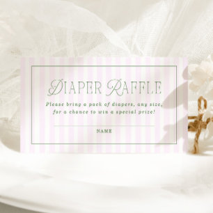 Preppy-Rosa- und Grün-Mädchen-Baby-Shower-Windel-R Begleitkarte