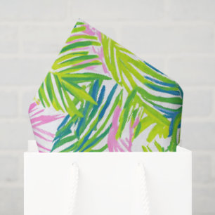 Preppy rosa und grüne Palmwedel Seidenpapier