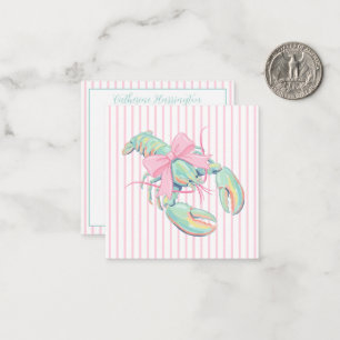 Preppy Rosa und Grüne Wasserfarbe Hummer auf Strei Mitteilungskarte