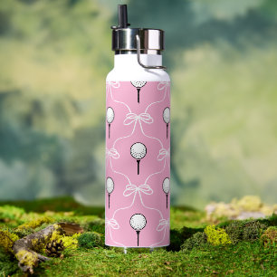 Preppy Rosa Weiße Schleife Golf Muster Trinkflasche