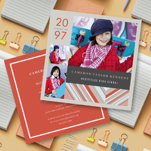 Preppy rote Streifen Foto Abschlussfeier Einladung