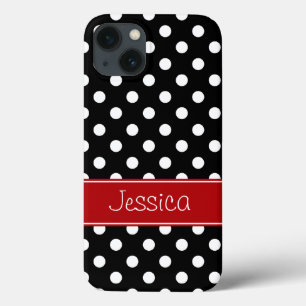 Preppy rote und schwarze Polka-Punkte Case-Mate iPhone Hülle