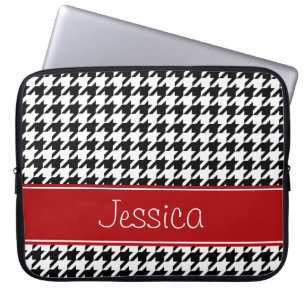 Preppy rotes und schwarzes Hahnentrittmuster Laptopschutzhülle