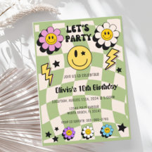 Preppy Sage Green Happy Face Party Geburtstag