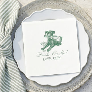 Preppy-Sagegrüner Labrador Champagner-Hochzeit Serviette