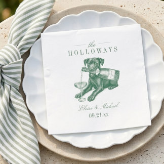 Preppy-Sagegrüner Labrador-Champagner-Hochzeit Serviette