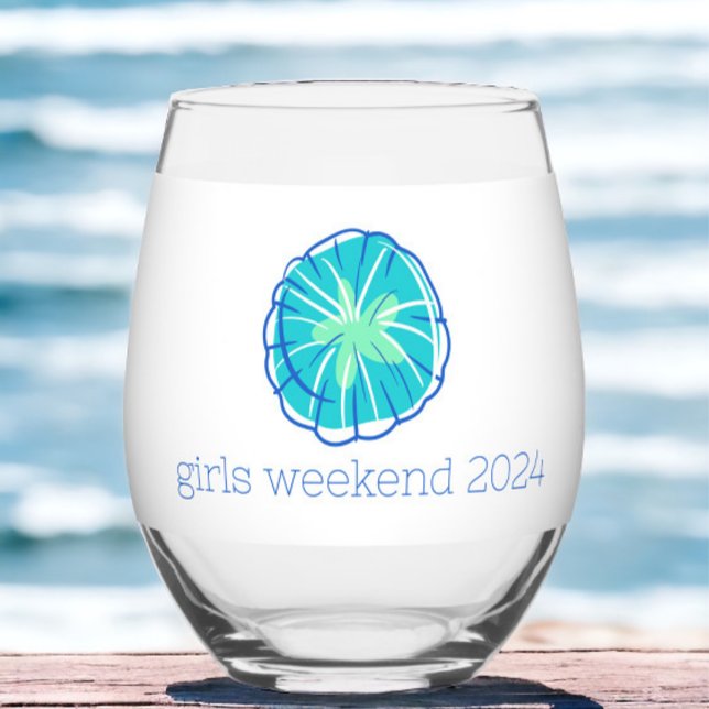 Preppy Sand Dollar Personalisiert Girl's Weekend Weinglas Ohne Stiel (Von Creator hochgeladen)
