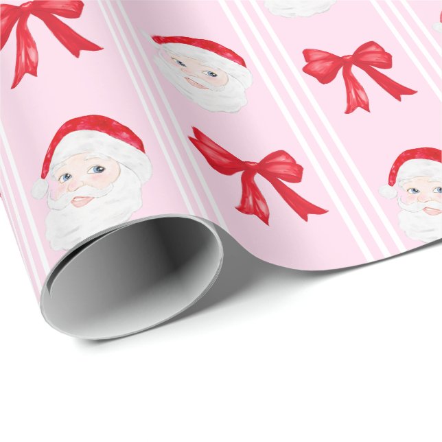 Preppy Santa und verbeugt Weihnachten Geschenkpapier (Rolleneckpunkt)