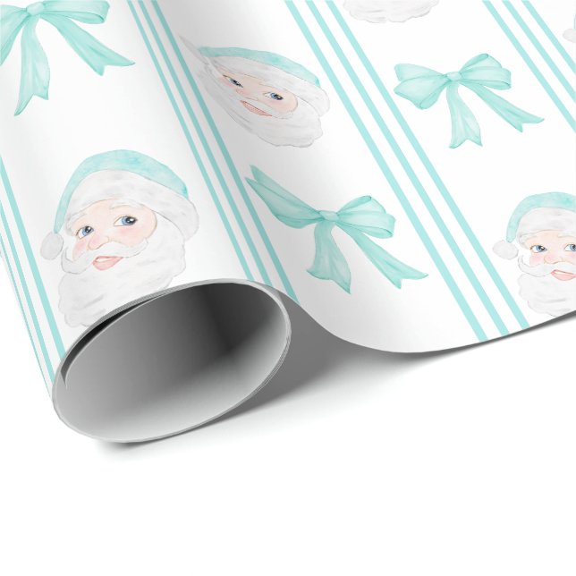 Preppy Santa und verbeugt Weihnachten Geschenkpapier (Rolleneckpunkt)
