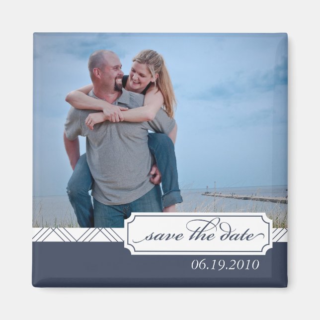 Preppy Save the Date Foto Magnet (Vorne)