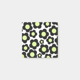 Preppy schwarzes Neon-Grün Hippie-Blumenmuster Post-it Klebezettel