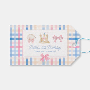 Preppy Seashell Sandcastle Pastel Gingham Geschenkanhänger