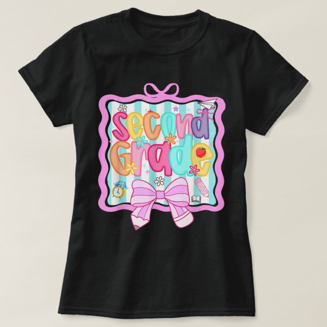 Preppy Second Grade 2nd Grade Teachers Girls T-Shirt (Design vorne)
