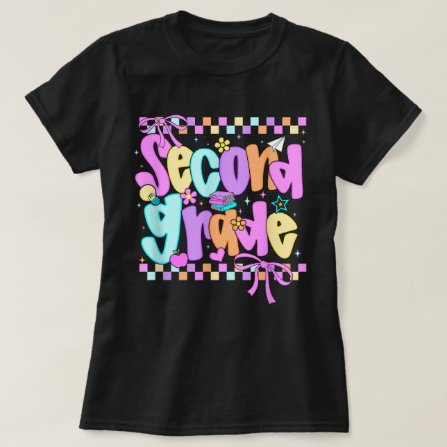 Preppy Second Grade 2nd Grade Teachers Girls T-Shirt (Design vorne)