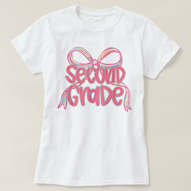 Preppy Second Grade 2nd Grade Teachers Girls T-Shirt (Design vorne)