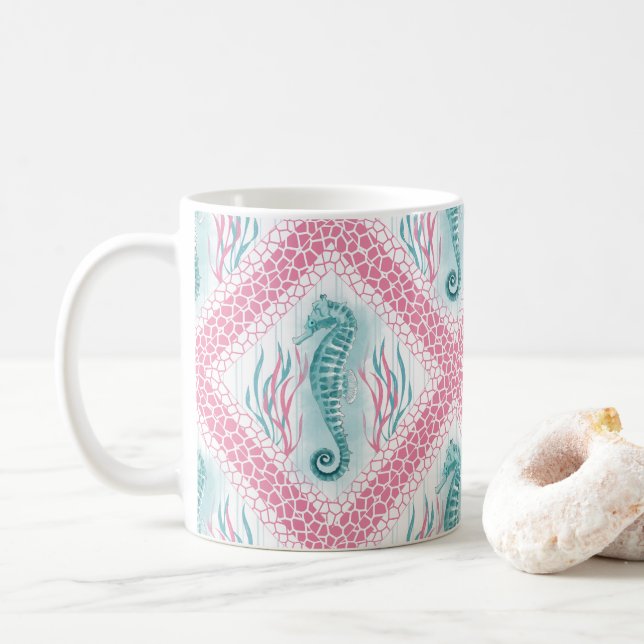 Preppy-Seepferd Kaffeetasse (Mit Donut)