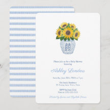 Preppy-Sonnenblumen Blauer und weiße Vase Baby-Dus