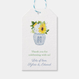 Preppy Sonnenblumen Blue & White Vase Baby Dusche Geschenkanhänger